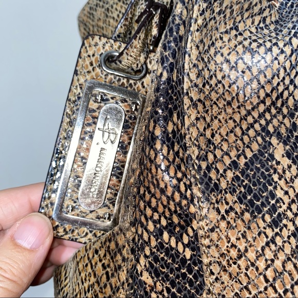 B. Makowsky Leather Snake Skin Pattern Large Tote Magnetic Closure - Picture 6 of 6